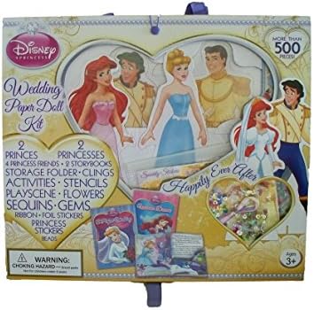 Disney Princess Wedding Paper Doll Kit Cinderella Ariel Carry Case 500+ Pieces