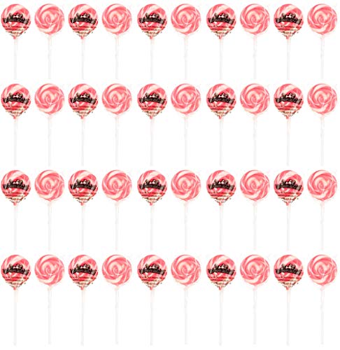 Pink and White Swirl Lollipops - 40 Suckers
