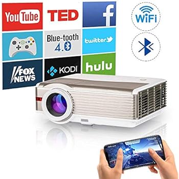 WiFi Bluetooth HDMI Projector 5000Lumens Wireless LED LCD Home Multimedia Video Proyector Support Full HD 1080P 720p Wuxga Built-in Speaker Compatible ...