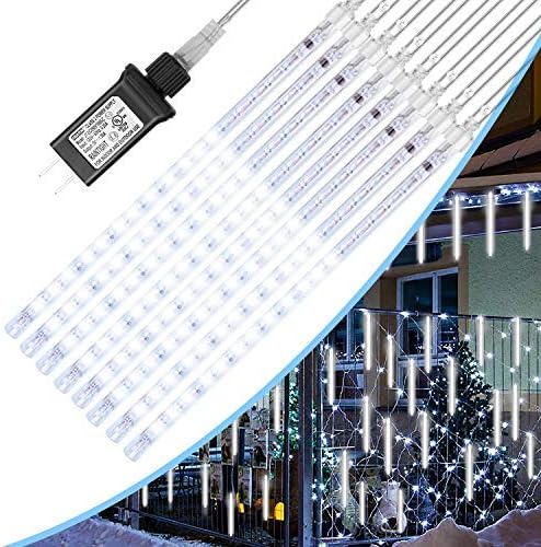 LYlife LED Meteor Shower Rain Lights,Waterproof Falling Rain Drop Icicle Lights with 30CM 8 Tubes 144 LEDs for Christmas New Year Holiday Party Wedding Decoration,UL Listed