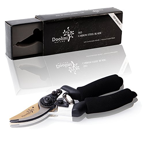 Titanium - Coated Bypass Pruning Shears by Doolini Nature, with Advanced Ergonomic Design - Free Bonus Soft Ergonomic Handles - Image 3