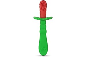 RaZbaby RaZBerry Baby Toothbrush – Multi-Textured Silicone for Gentle Cleaning & Teething Relief – Perfect for Early Oral Care & Self-Brushing – BPA-Free, Easy to Hold, Dishwasher & Sterilizer Safe