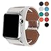 8 Colors Compatible for Iwatch Series 3 Band, Premium Genuine Leather Strap Classic Replacement with Secure Buckle Adapter for iWatch Series 3/2/ 1/Edition/Sport 42mm 38mm (White, 38mm)