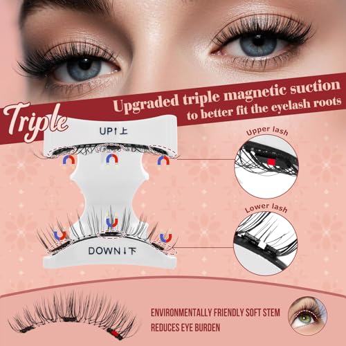 Higu Clace Kit Di Ciglia Magnetiche Con Applicatore, Ciglia Magnetiche Naturali Senza Colla, Facili Da Indossare Per Principianti (Stile HI)