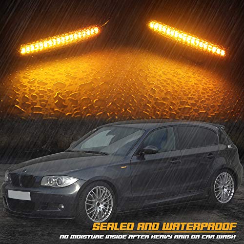 RUXIFEY LED Side Marker Turn Signal Lights Compatible with BMW E90 E91 E92 E93 E46 E53 X3 E83 X 1 E84 E81 E82 E87 E88, Smoked Lens, Pack of 2 - Thumbnail 3