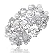 EVER FAITH® Flower Ivory Color Cream Simulated Pearl Bracelet Clear Austrian Crystal
