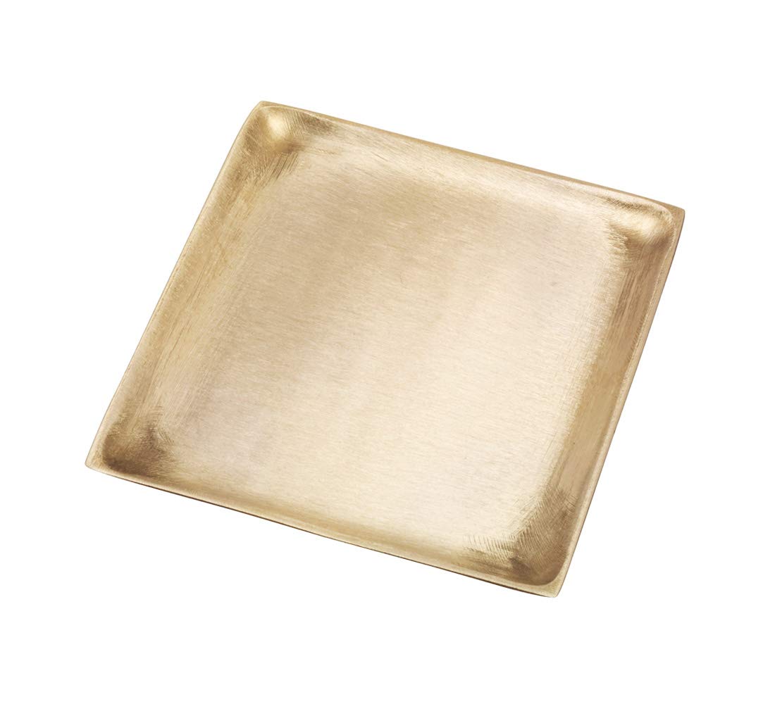 NKlaus Plate Square 11x11 cm Solid Brass Gold Saucer Decoration Candles Lanterns Pillar Candles Baptism Wedding Communion 4163