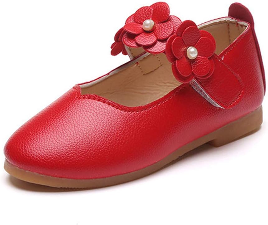 WUIWUIYU Girl's Sweet Flower Mary Janes School Wearing Princess Shoes(Toddler/Little Kid)