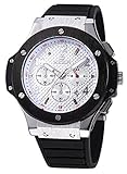 Voeons Men's Chronograph Military Sports Watches 3ATM Waterproof White Stainless Steel Mens Watches