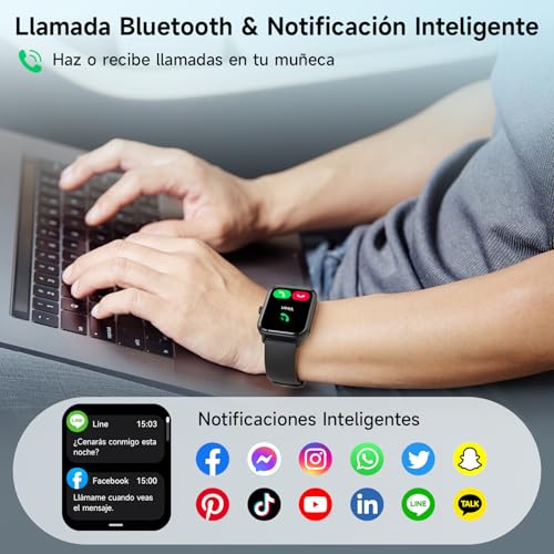 Gydom Smartwatch Men 1.8 Inch Smartwatch Women Smart Watch with Bluetooth Call Black