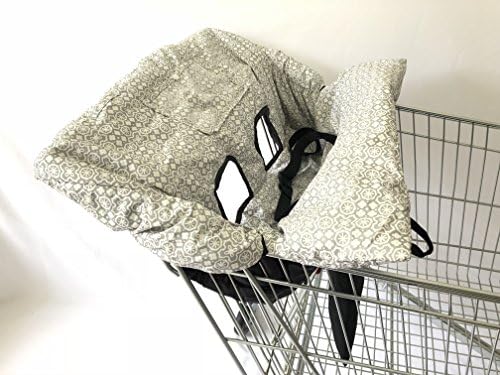 SEALOVESFLOWER Waterproof Gray 2-in-1 Baby Shopping Cart Cover & High Chair Covers with Safety Harness for Babies & Toddler (Grey)