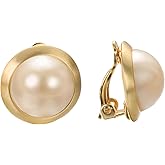 JOLCHIF White Pearl Clip on Earrings for Women Non Pierced Ear 18K Rose Gold Plated and 18K White Gold Plated Sunflower Cz Earrings Jewelry