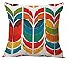 Geepro 18 inch Decorative Throw Pillow Cover Square Cotton Linen Pillow Case for Sofa Couch (Colorful)