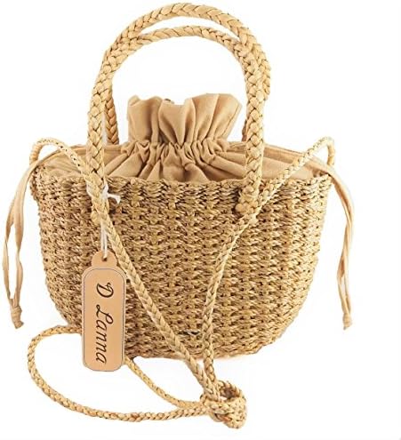 Water Hyacinth Bag Handicraft Rattan Women Cross Shoulder Handmade Natural Brown Straw New Sling