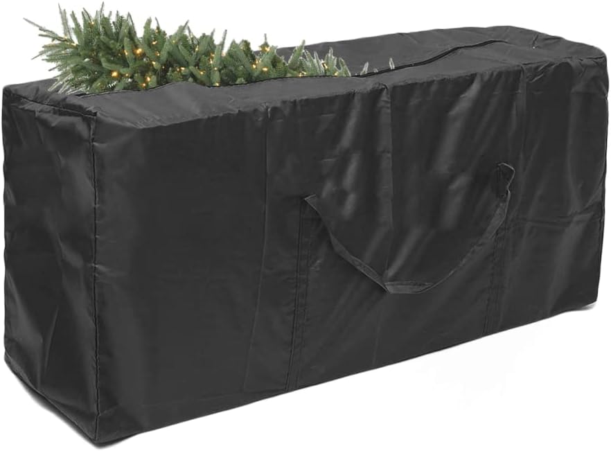 Holiday Décor Storage - TJFU Christmas Tree Storage Bag, Fits Up to 12 ft Artificial Disassembled Trees Holiday Xmas Bag Extra Large Storage Container,With Durable Handle And Zipper (Black,12ft)