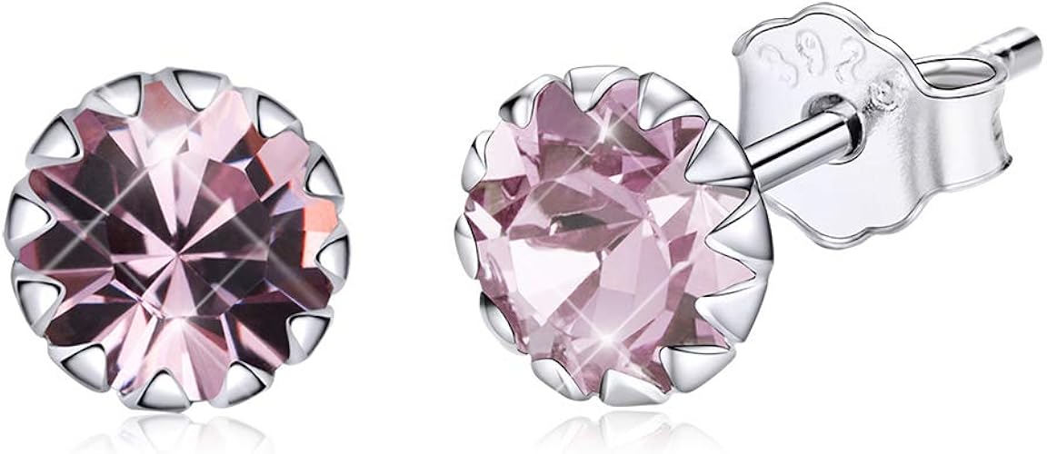 BAMOER June Birthstone Stud Earrings for Girls Hypoallergenic 925