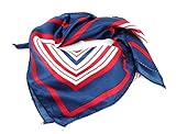 Polyester Striped Pattern Square Women Scarf Kerchief Blue Red White