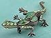 Alilang Gunmetal Tone Green Rhinestones Antique Vintage Lizard Brooch Pin