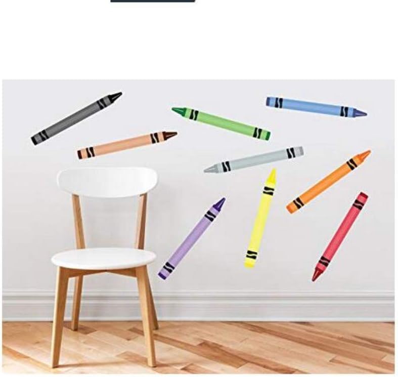 Crayon Fabric Wall Decals - Set of 9 Coloring Crayons in 9 Different Colors - Removable, Reusable, Respositionable