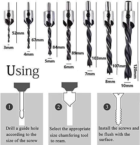 KAHEIGN 26Pcs Countersink Drill Bit Set, 8Pcs Wood Plug Cutter Drill Bits, 7Pcs Three Pointed Drill Bit - Image 3