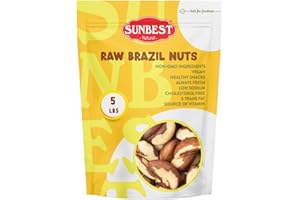 Sunbest Natural Superior to Organic Whole Brazil Nuts 80 Oz (5 lbs) 1 Pack - Unsalted, GMO-Free, Keto Friendly - Crunchy, Nut