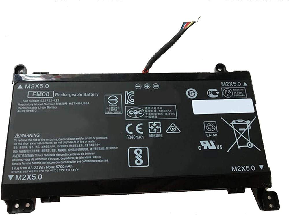 Bestome Battery Compatible with FM08 HP Omen 17-AN014NG HSTNN-LB8A 922976-855 922752-421 12 Cables 14.4V 86Wh/5973mAh