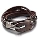 Kstyle Jewelry Mens Women Alloy Genuine Leather Bracelet Bangle, Vintage, Brown, B1392 with Gift Bag
