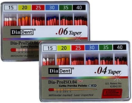 DiaDent 114-610 Special Tapered Color Coded Gutta Percha Point, 0.04mm Taper, Yellow, 50 Tip Size Gutta Percha (Pack of 60)