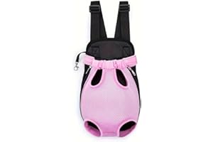 QQLe Pet Dog Carrier Backpack, Portable Breathable Mesh Chest Carrier, Polyester Woven Double Shoulder Pet Bag for Outdoor Adventures (Pink, Small)