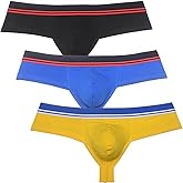 JAXFSTK Men's Cotton Bikini Thong Cheeky Boxer Briefs Underwear Elastic Waistband Brazilian Bikini Briefs 3" Butt