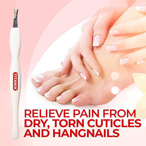 Titania Germany Cuticle Knife - Professional Stainless Steel Cuticle Blade - Clean & Precise Dead Skin Callus & Nail Remover for Toenail & Fingernail Grooming