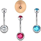 DJCIW 14G Belly Button Rings for Women,316L Stainless Steel Navel Barbell with Cubic Zirconia-7 Sizes 6mm 8mm 10mm 12mm 14mm 16mm 18mm,Petite Belly Piercing Jewelry