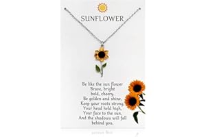 Inspirational Sunflower Necklace for Women Encourgaement Positive Gifts Sun Flower Pendant Necklace for Her Friends Family Ch