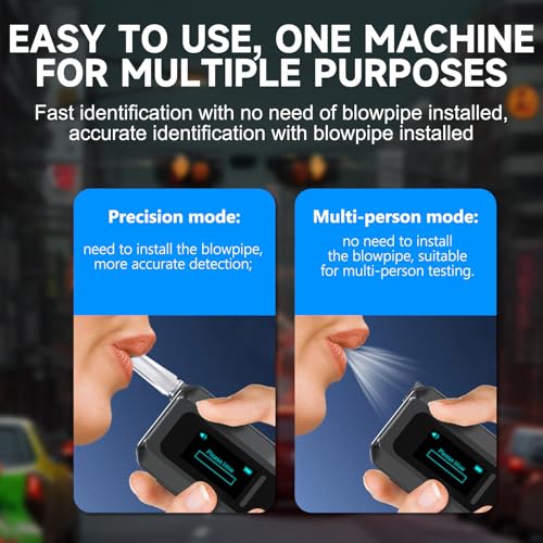 Homcoice Police Breathalyser with 10 Nozzles, Portable Approved Ethylometer with Electrochemical Sensor and USB Rechargeable, Professional Precision Alcoholemia Test for Home/Car Use
