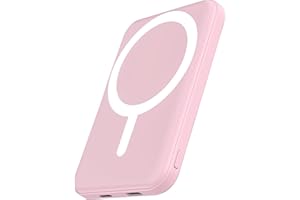 podoru for Magsafe Battery Pack, 5000mAh Magnetic Power Bank with Type-C Cable 20W PD Fast Charging Lighting Input Wireless Portable Charger for iPhone 17/16/15/14/13/12/ All Series-Pink