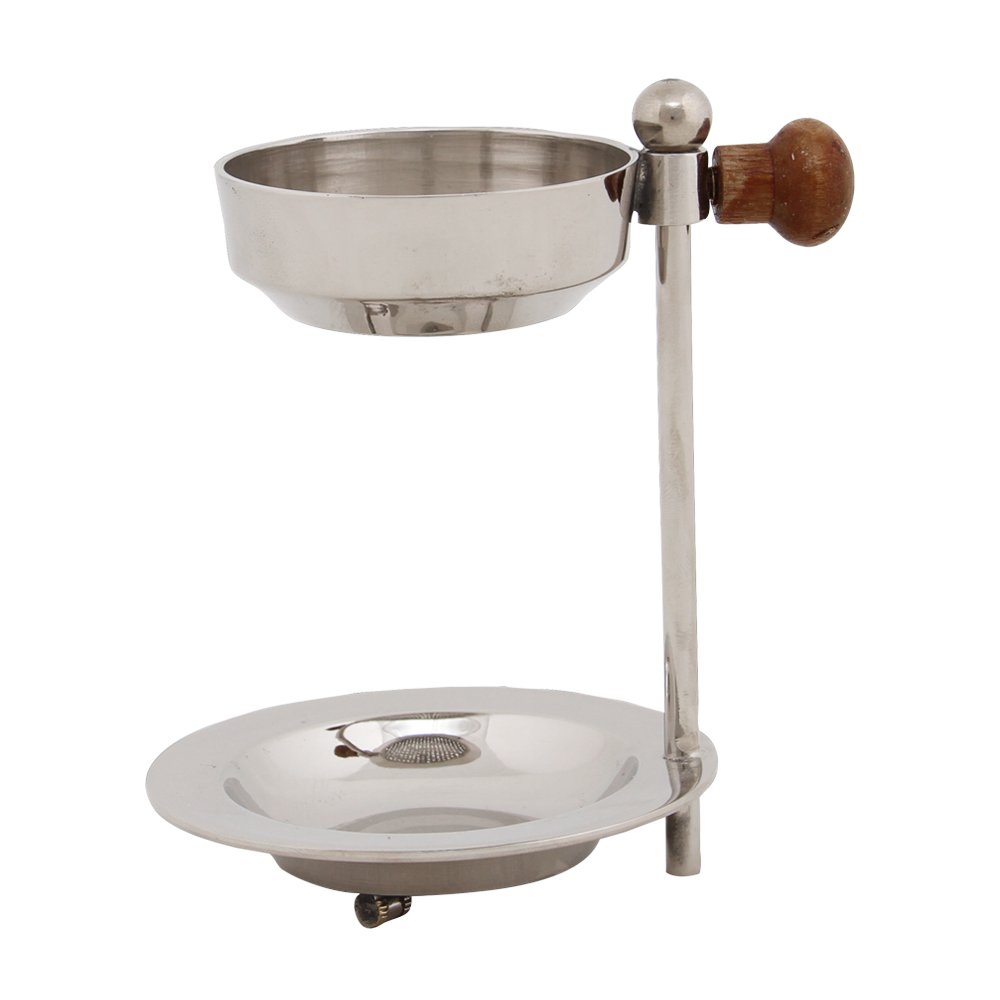 Bitto Dubai Incense Burner in Silver, Nickel-Plated Brass with Dish, Height 10 cm, Diam. 5.5 cm