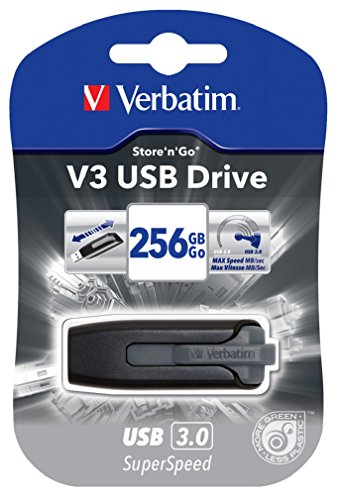 Click Here to See More Images Verbatim 256GB Store 'n' Go V3 USB 3.0 Flash Drive, Gray 49168