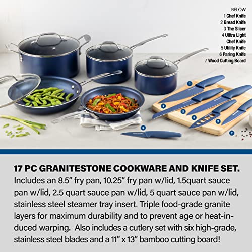 Granitestone 17 Piece Complete Nonstick Cookware Set Includes 10
