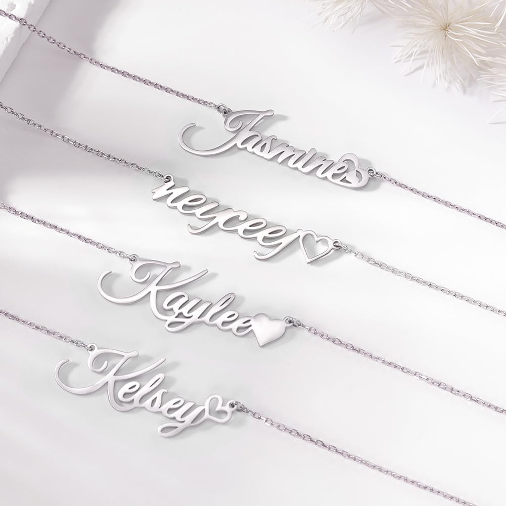 Lovenus Custom Name Necklace Personalized Sterling Silver Necklaces for Women Customized Name Necklaces Pendant Jewelry Gifts for Women