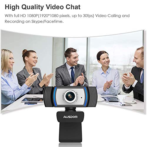 1080P Webcam, AUSDOM AW33 Full HD Web Cam with Built-in Noise Reduction Microphone Stream USB Web Camera for Zoom Meeting, Video Conferencing, Online Work, Home, Office,YouTube, Skype, and Streaming