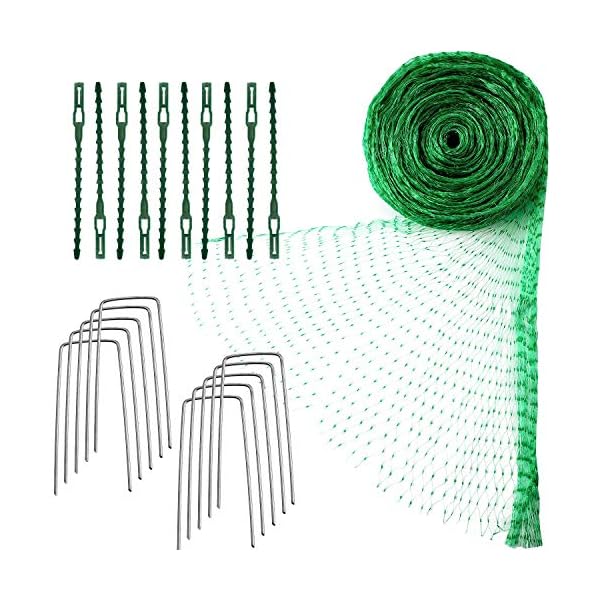 4-M-x-10-M-Anti-Bird-Protection-Net-Garden-Plant-Mesh-Netting-Fruit-Trees-Netting-with-Cable-Ties-and-U-Shaped-Garden-Pegs-Green Birds Netting Garden Green Anti Bird Protection Net for Fruit and Vegetables Plant Tree Mesh Netting Against Animals…