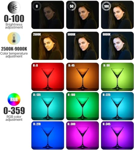 ULANZI VL120 RGB LED Video Light, 360° Full Color Portable Camera Light, CRI 95+ 2500-9000K Dimmable Panel Lamp w LCD, 3100mAh Rechargeable DSLR Lighting for Vlogging, Photography, Video Conference