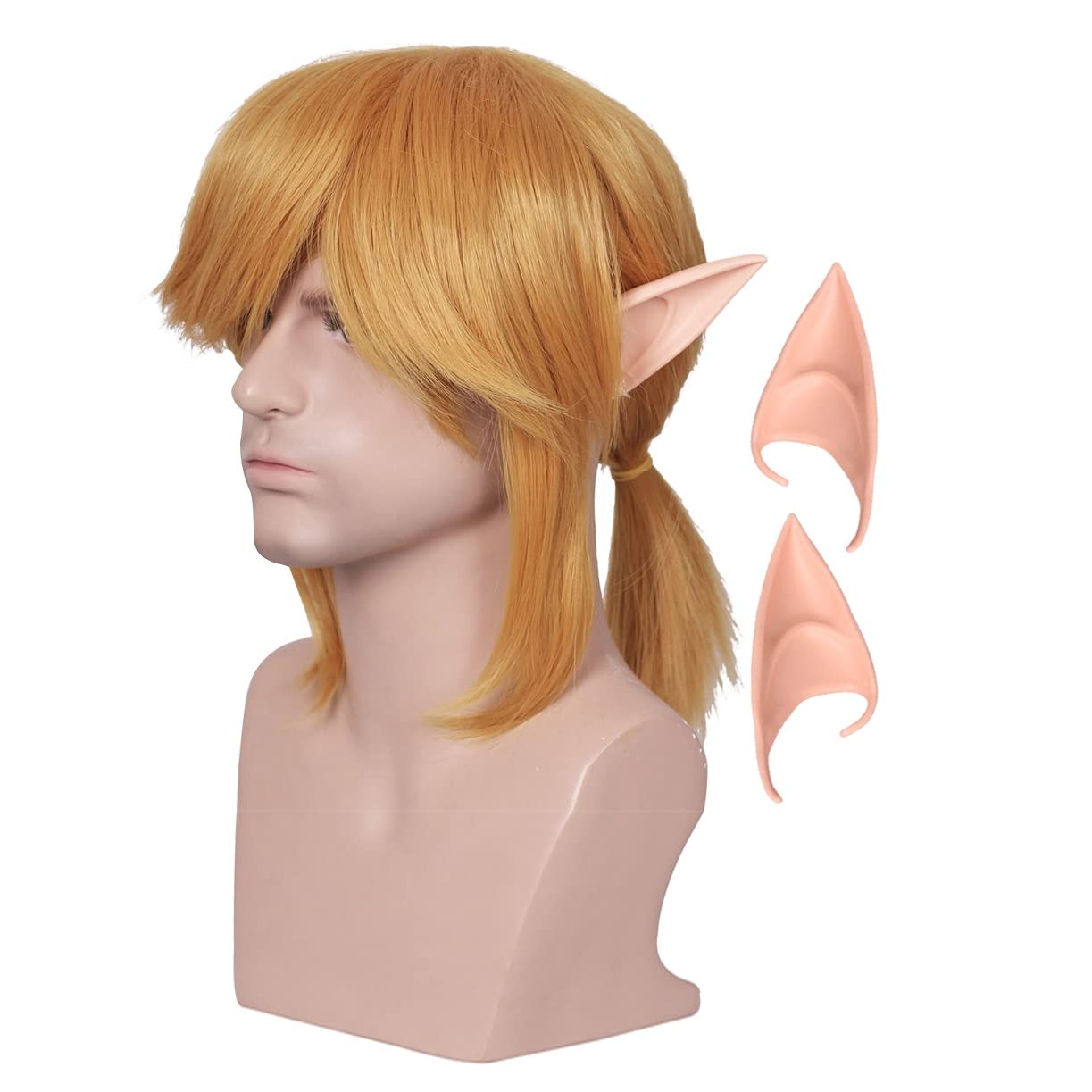 Photo 1 of ColorGround Short Blonde Prestyled Cosplay Wig with elf ears Halloween