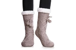 Prinaight Classic Fleece-Lined Boot Socks - Non-Slip, Cozy Winter Slipper Socks for Women