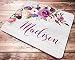 Personalized Floral Name Mouse Pad Pink Purple Watercolor Flowers Mousepad Womens Desk Accessories Office Supplies