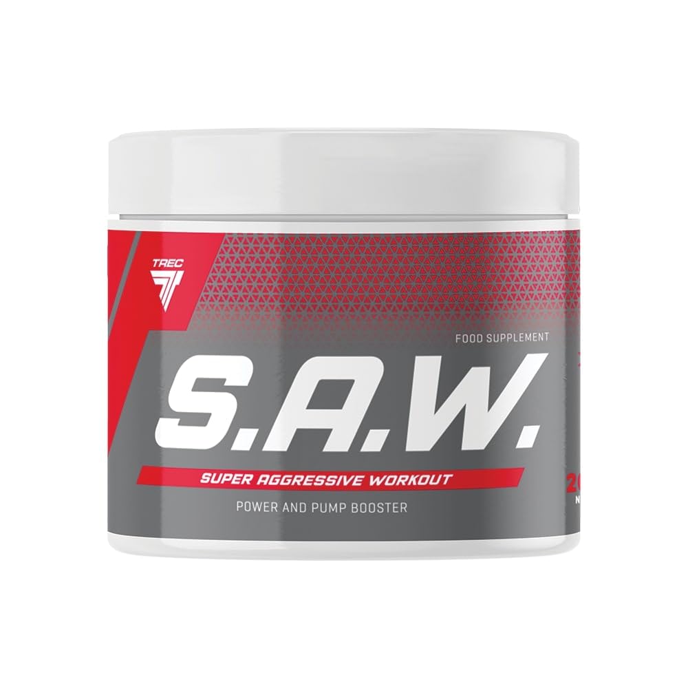 TREC Nutrition S.A.W - Pump Supplement - 400g Powder - Amino Acid – Arginine – Citrulline – Beta Alanine – Taurine - Extracts of Grapes – Caffeine – Creatine (200g, Wildberry)