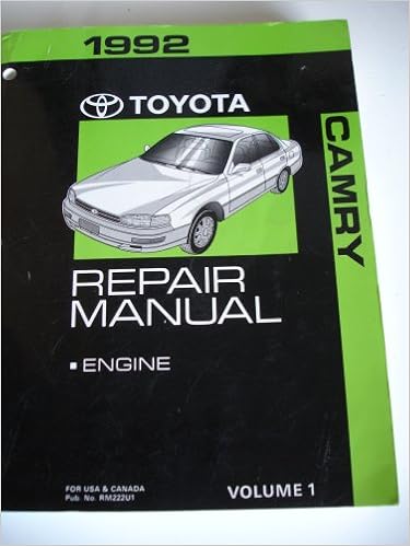 1992 Toyota Camry Repair Manual Engine Volume 1 Volume 1 Toyota Motor Corporation Amazon Com Books