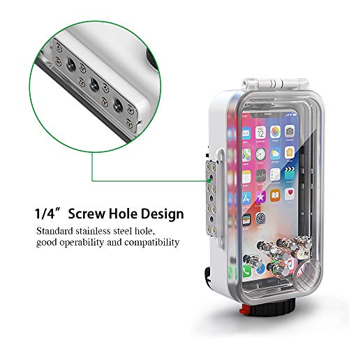 Waterproof Case for iPhone X/XS 60M/195FT Underwater O Ring Full Sealed Cover Snowproof Shockproof Dirtproof IPX8 Certified (White)