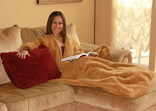 Ultra Cuddle - Shawl Blanket w-Feet Pockets/Caramel: Patent Approved
