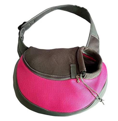 BENWEI Classics Breathable Dog Front Carrying Bags Mesh Comfortable Travel Tote Shoulder Bag For Puppy Cat Small Pets Slings Backpack Carriers (Pink)